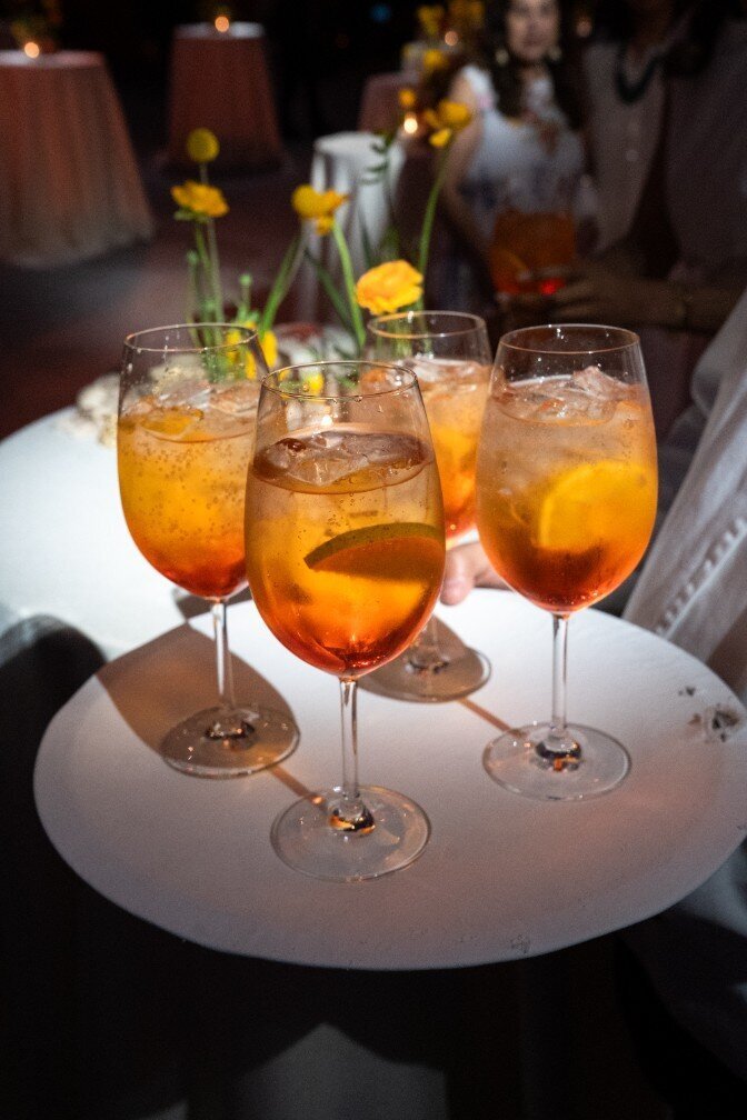 cocktail drinks on a serving tray