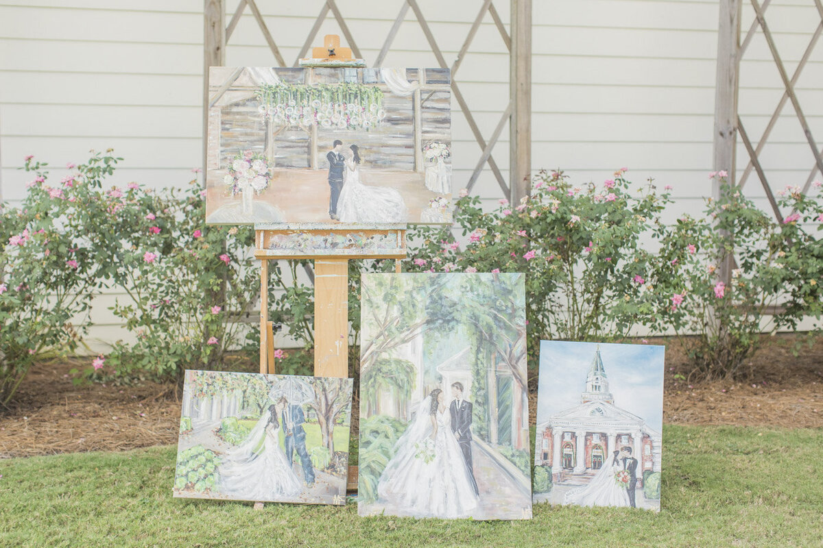 Four wedding event paintings by Miriam Shufelt