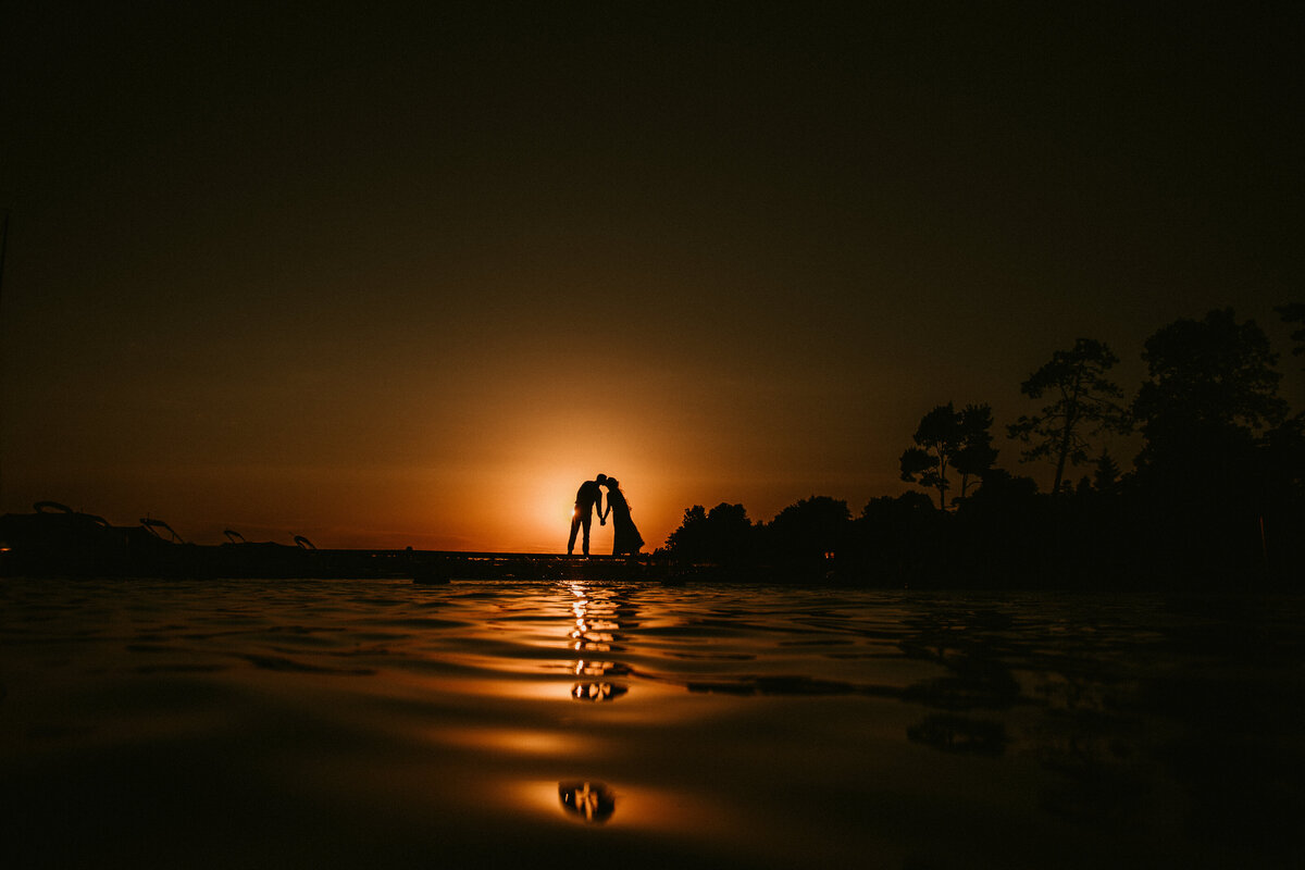 Sunset Lake Wedding Photo