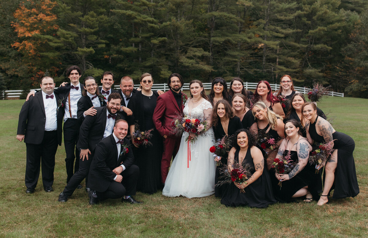 Maine wedding party at Bear Mountain Inn