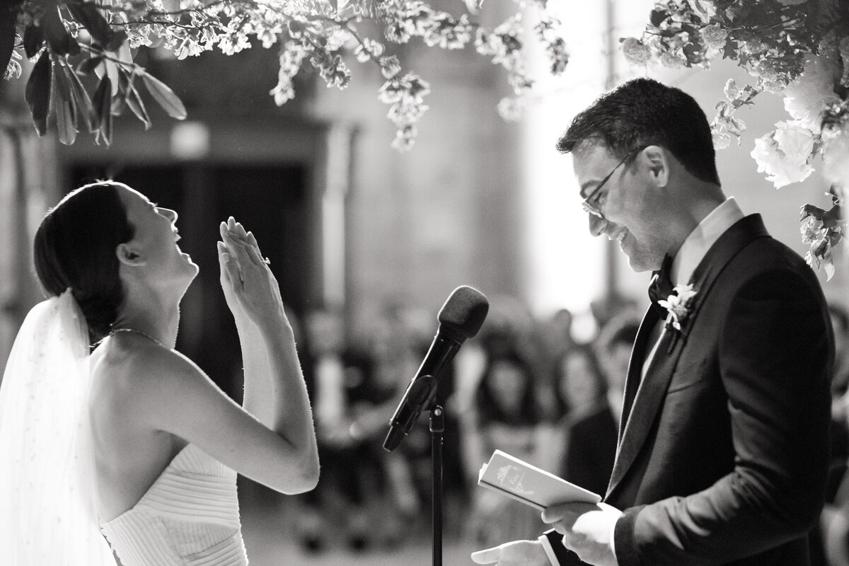 Wedding couple exchanging vows  at the NY public library