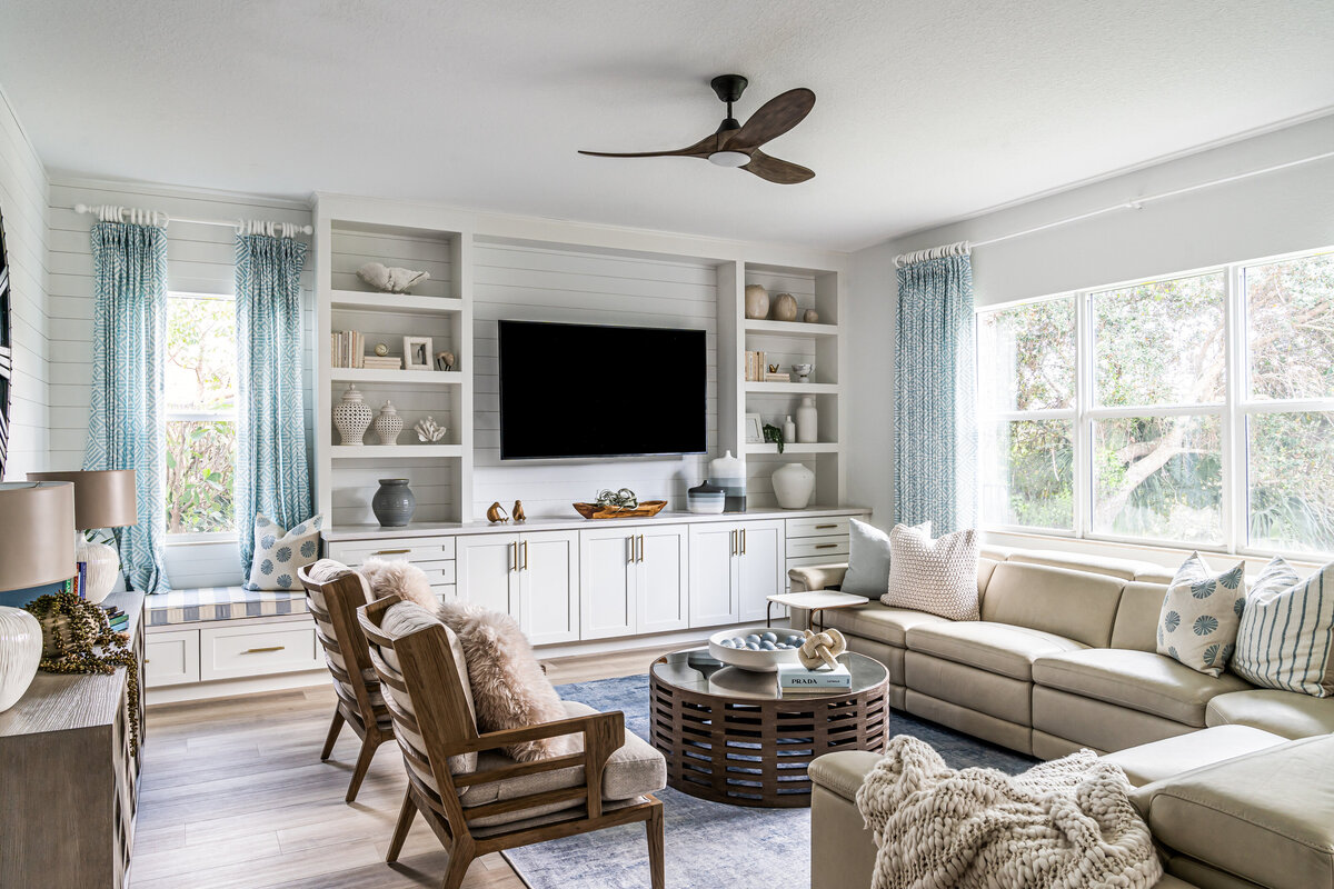 coastal home family room design by Island Home Interiors Lake Nona 2