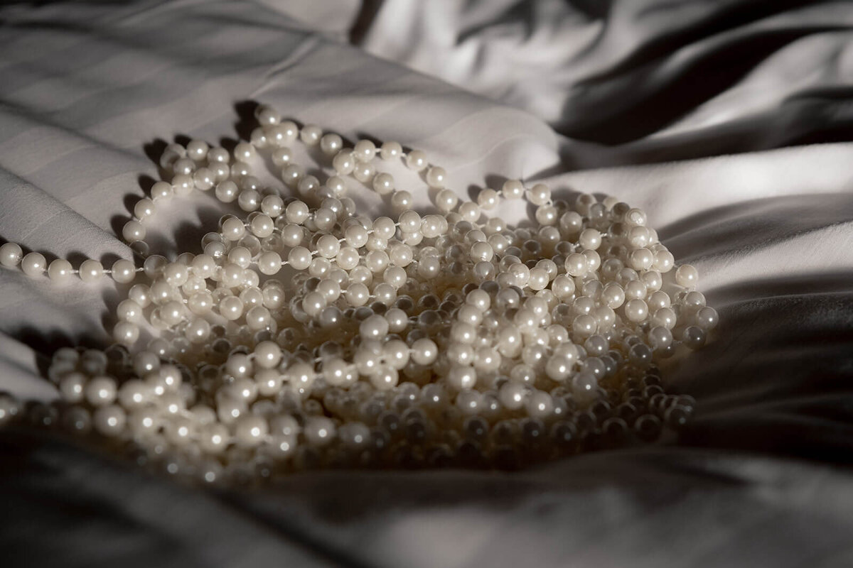 Pearls glisten in the sun 