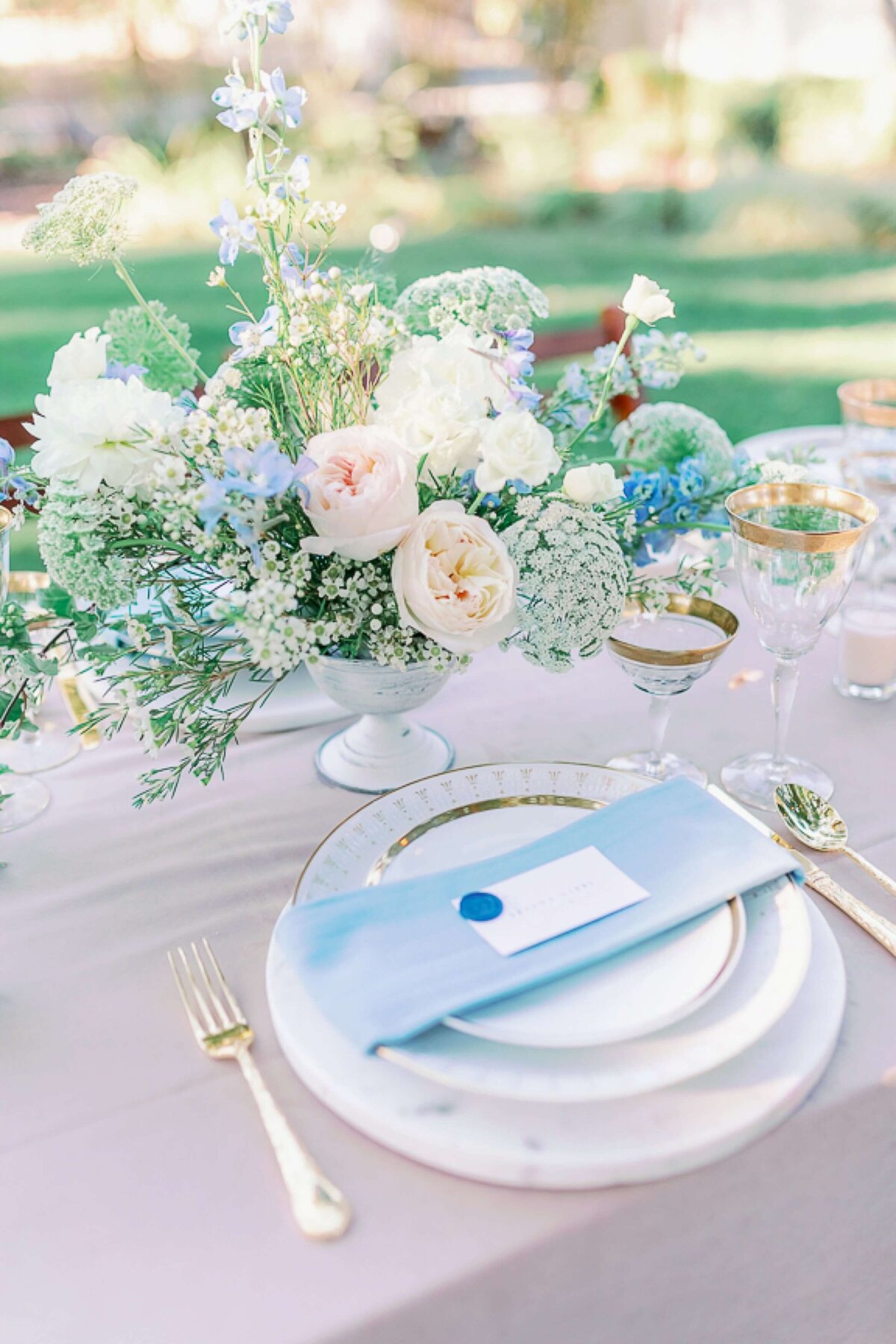 blue place setting
