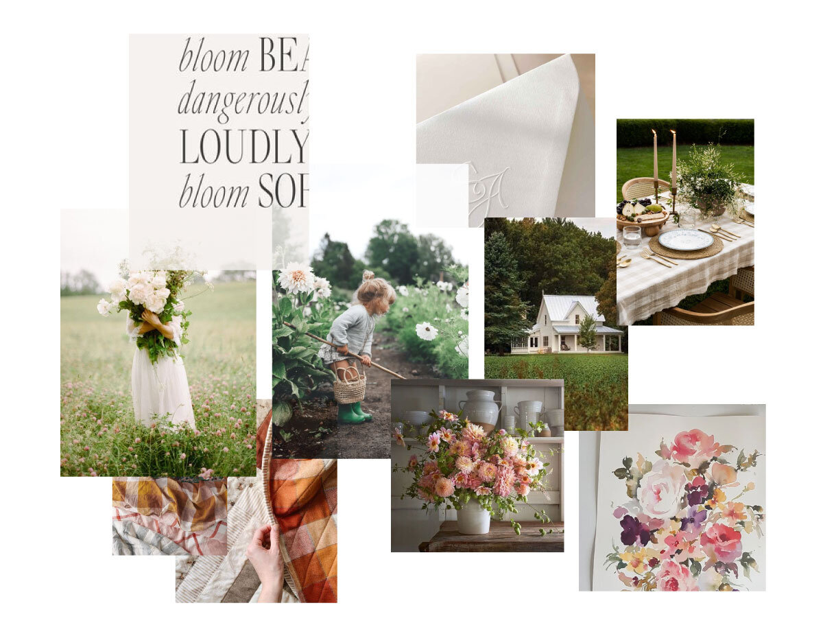 Flower Farm Brand mood board for the Farmhouse Flower Farm