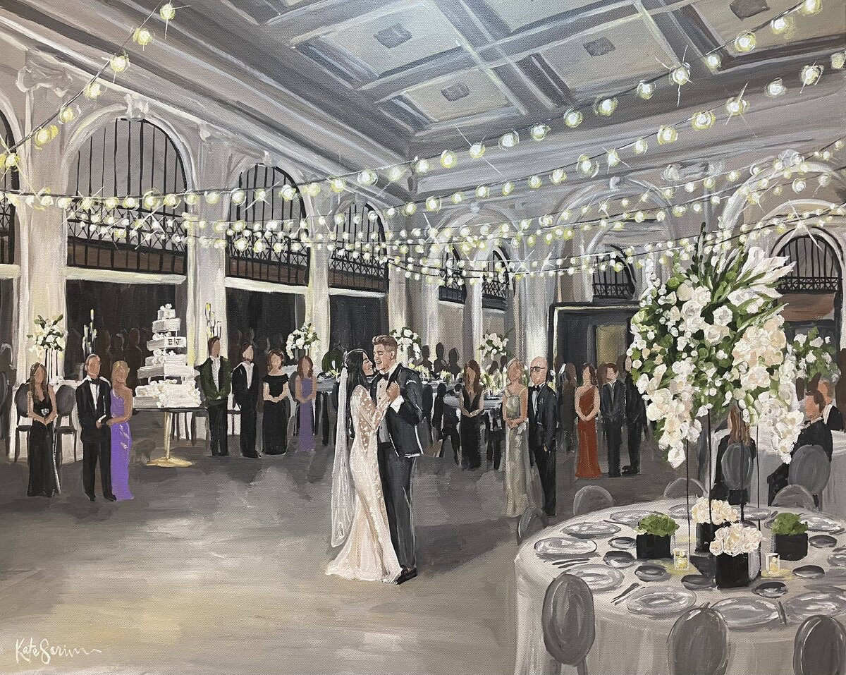 painting of bride and groom