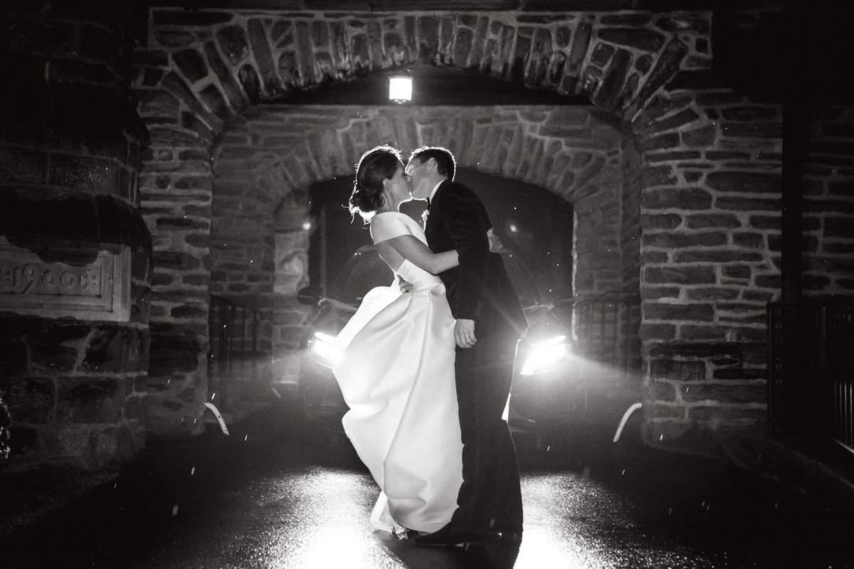 Romantic shot of the newly wed couple before their Philadelphia Art Museum wedding reception.