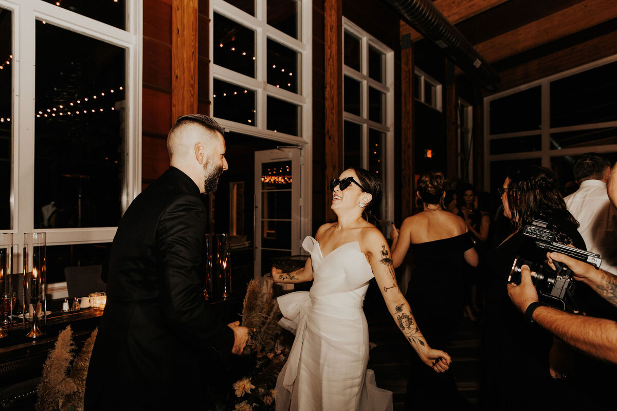 Evening celebration on the dance floor at Stone House wedding.

