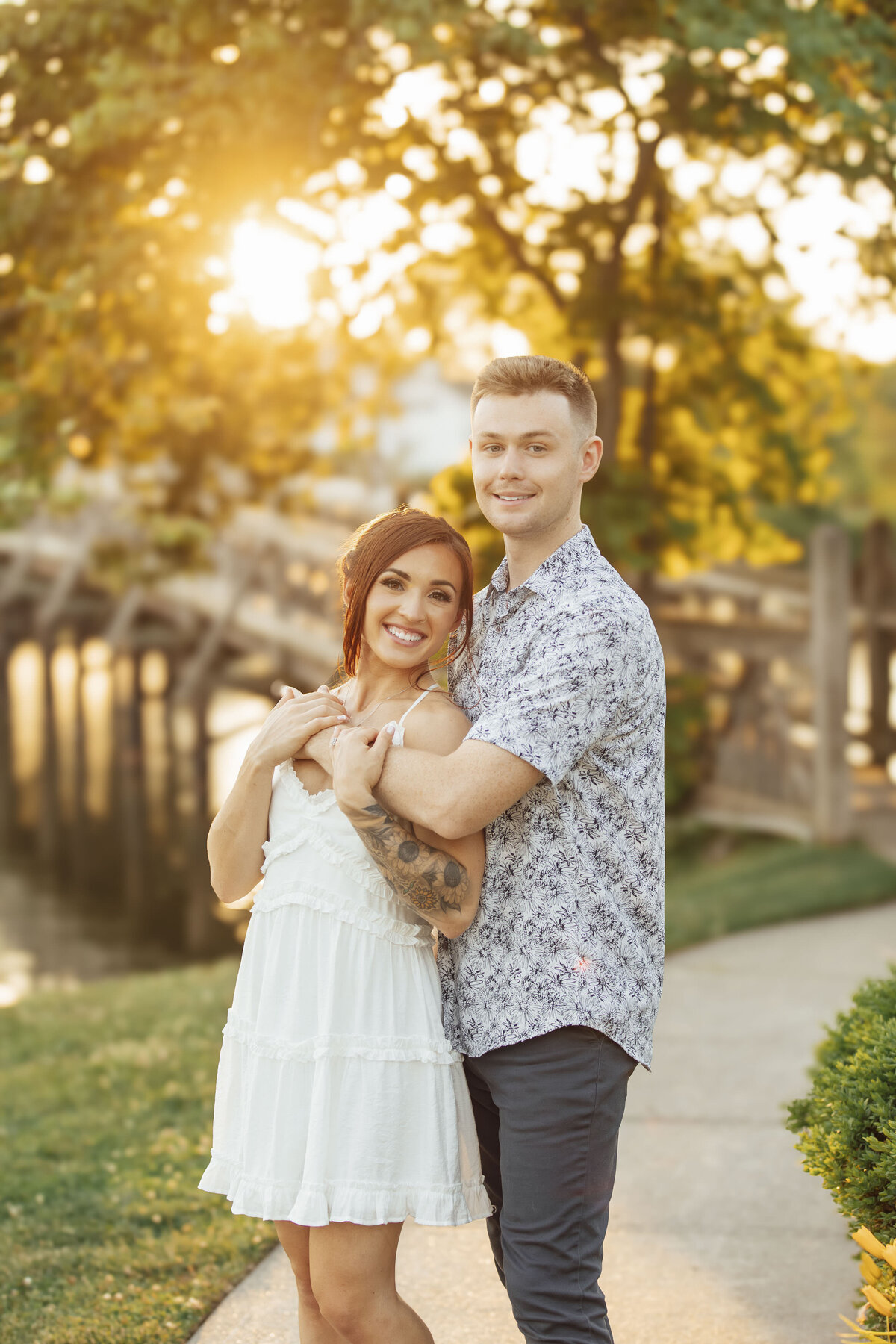Couple during romantic sunset engagement photo in Spring Lake New Jersey