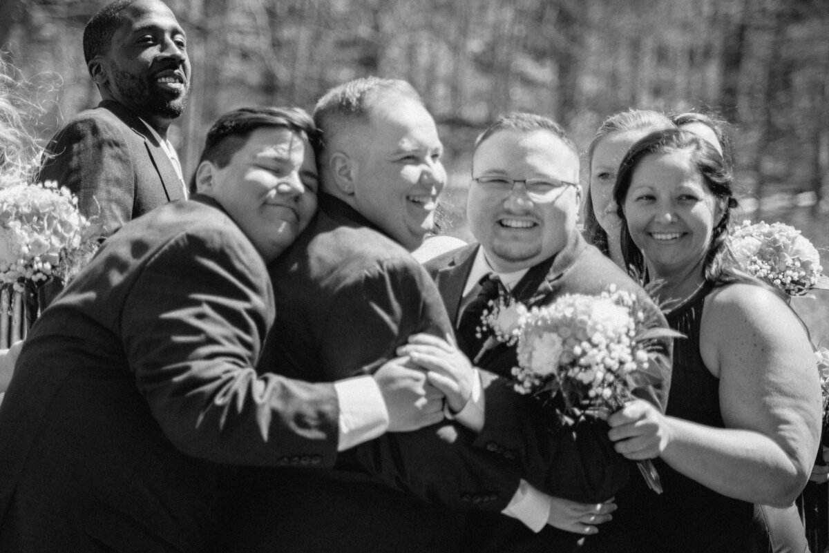A couple with their wedding party