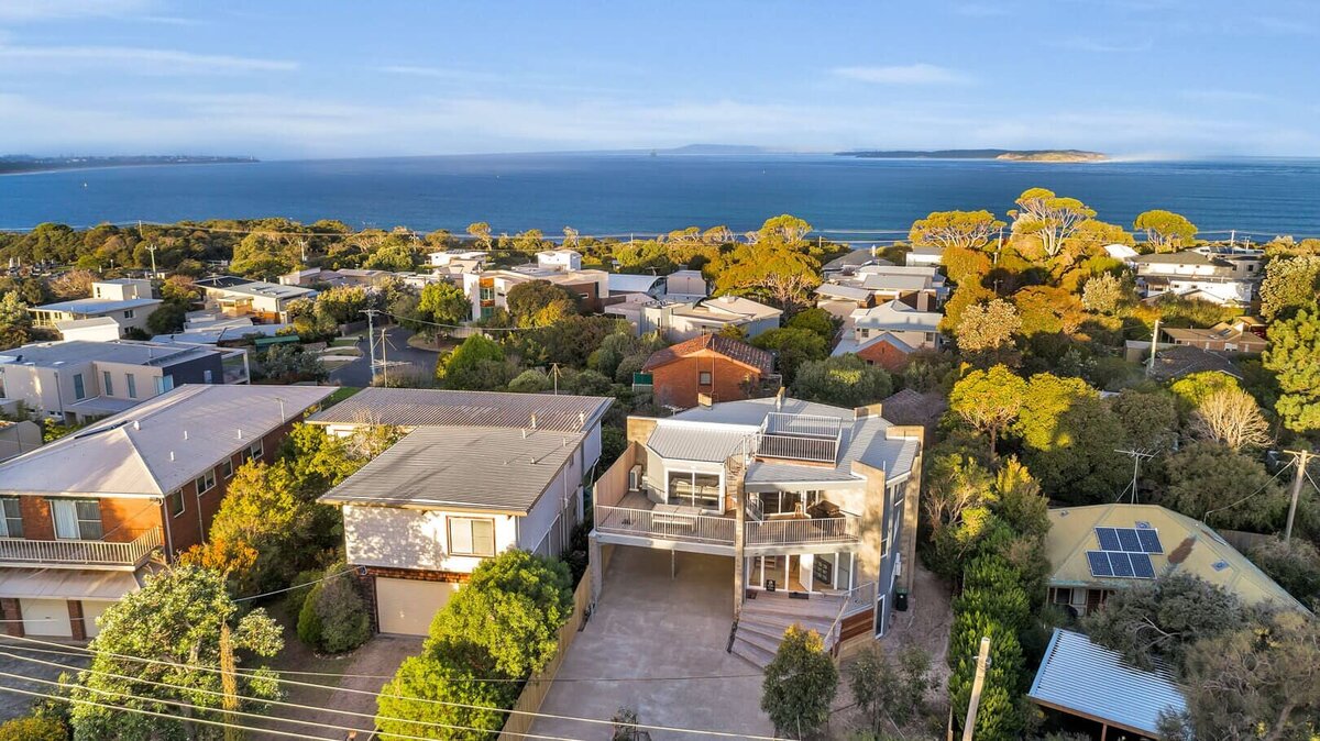 Birdseye view of a brutalist besser renovation