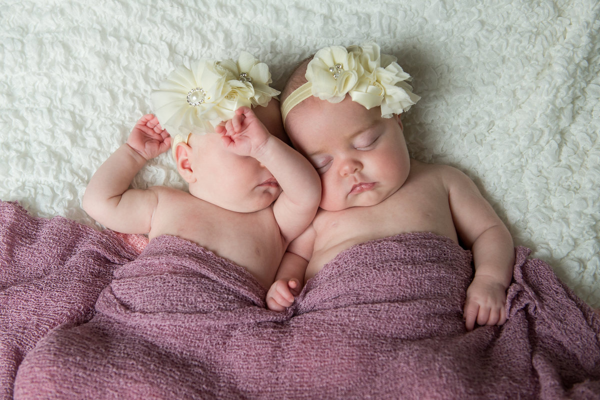 twin girls newborn cream flower headband
