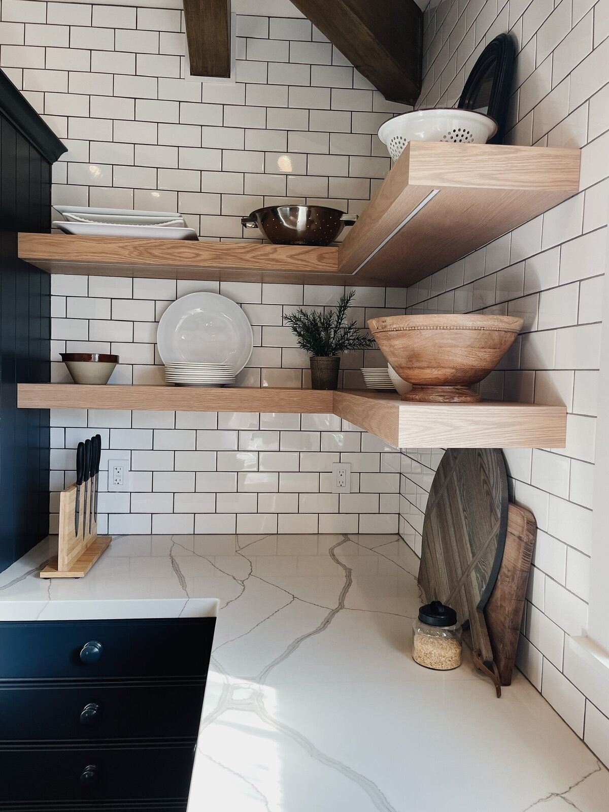 open kitchen shelving