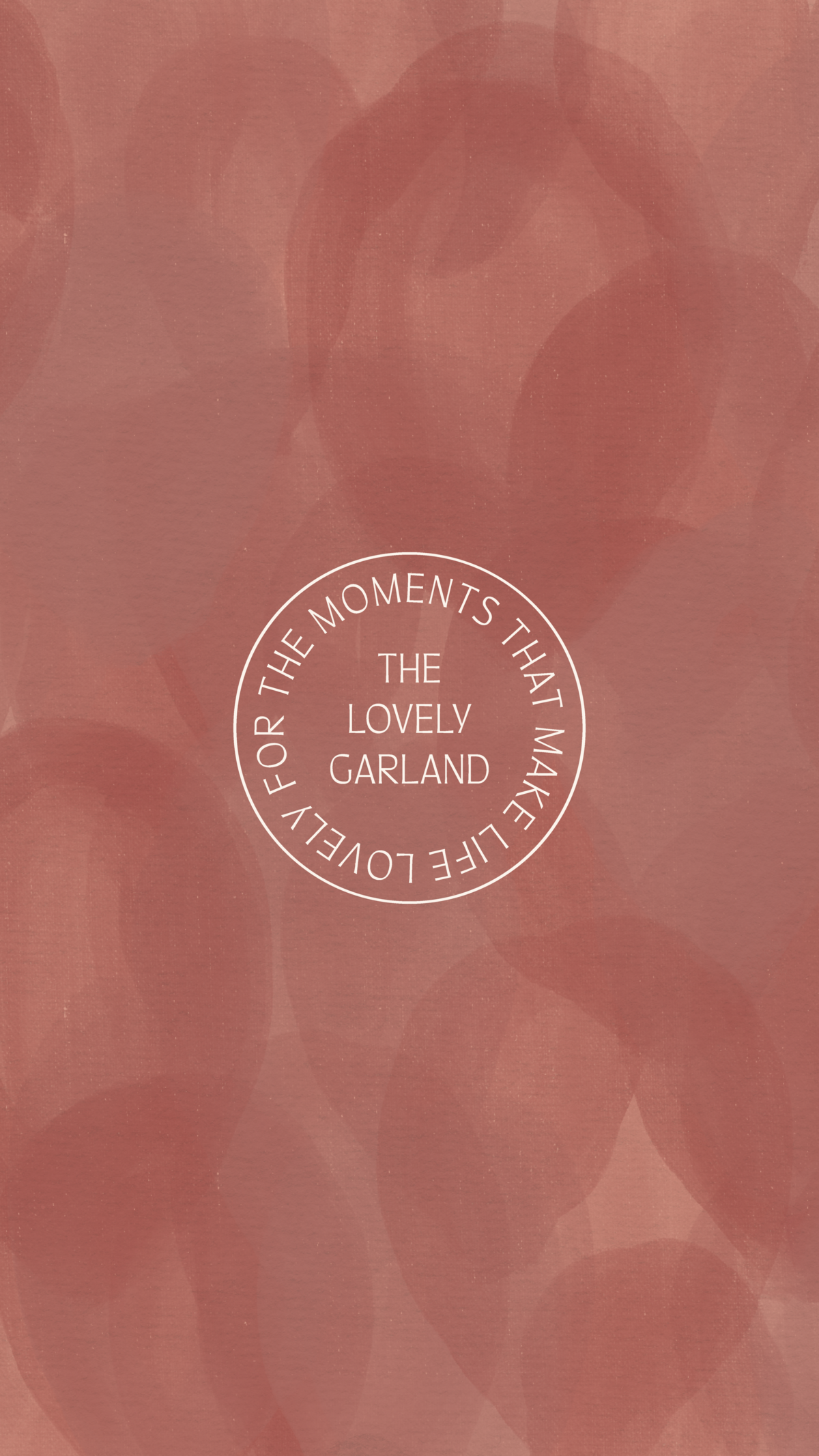 The Lovely Garland stamp logo on a pink textured background