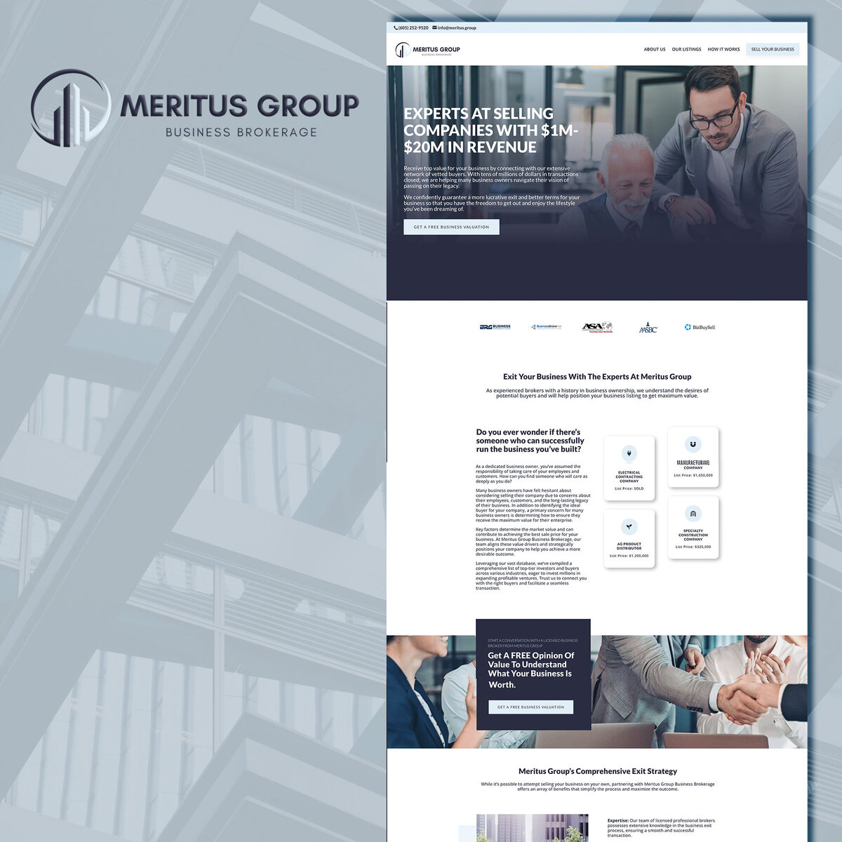 Enter the Meritus Group Business Brokerage experience, redefined by The Agency. From a striking logo to a robust website, our full-spectrum branding and social media strategy amplify your business's visibility. Partner with us for a cohesive and compelling digital presence that sets you apart in the business brokerage landscape.