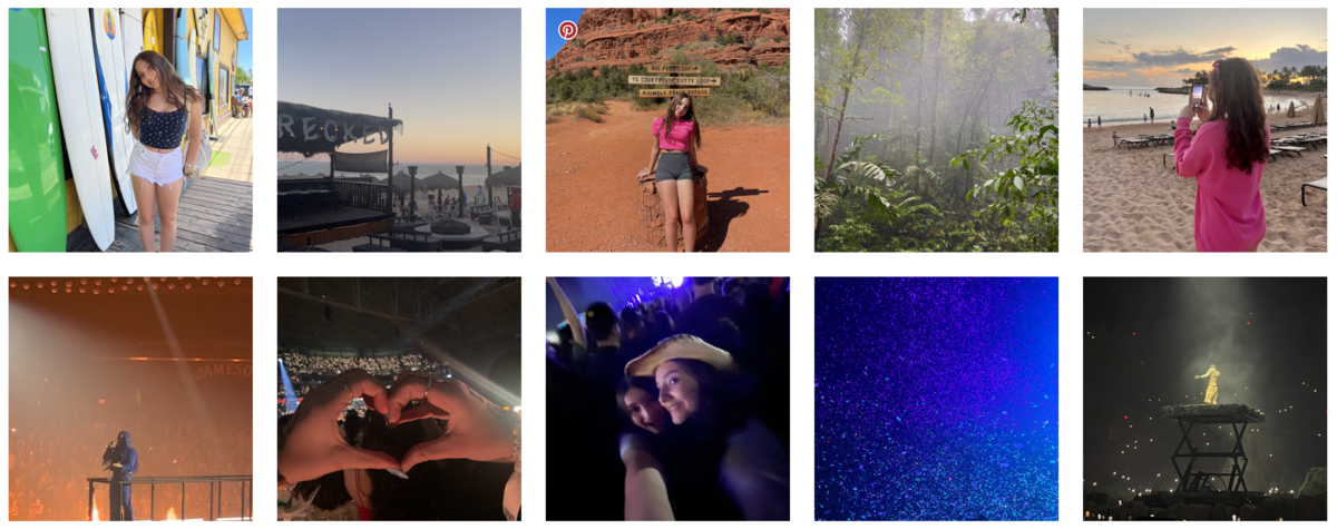 Clips of Kaylee on different vacations and going to concerts.