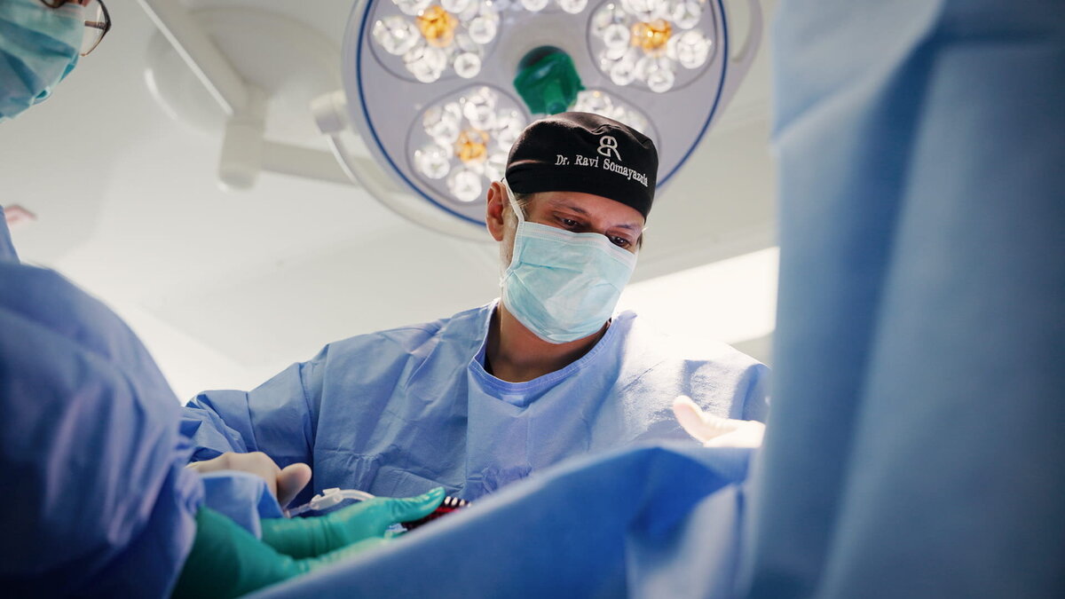 Cosmetic surgery team in the operating room filmed by Luma Media