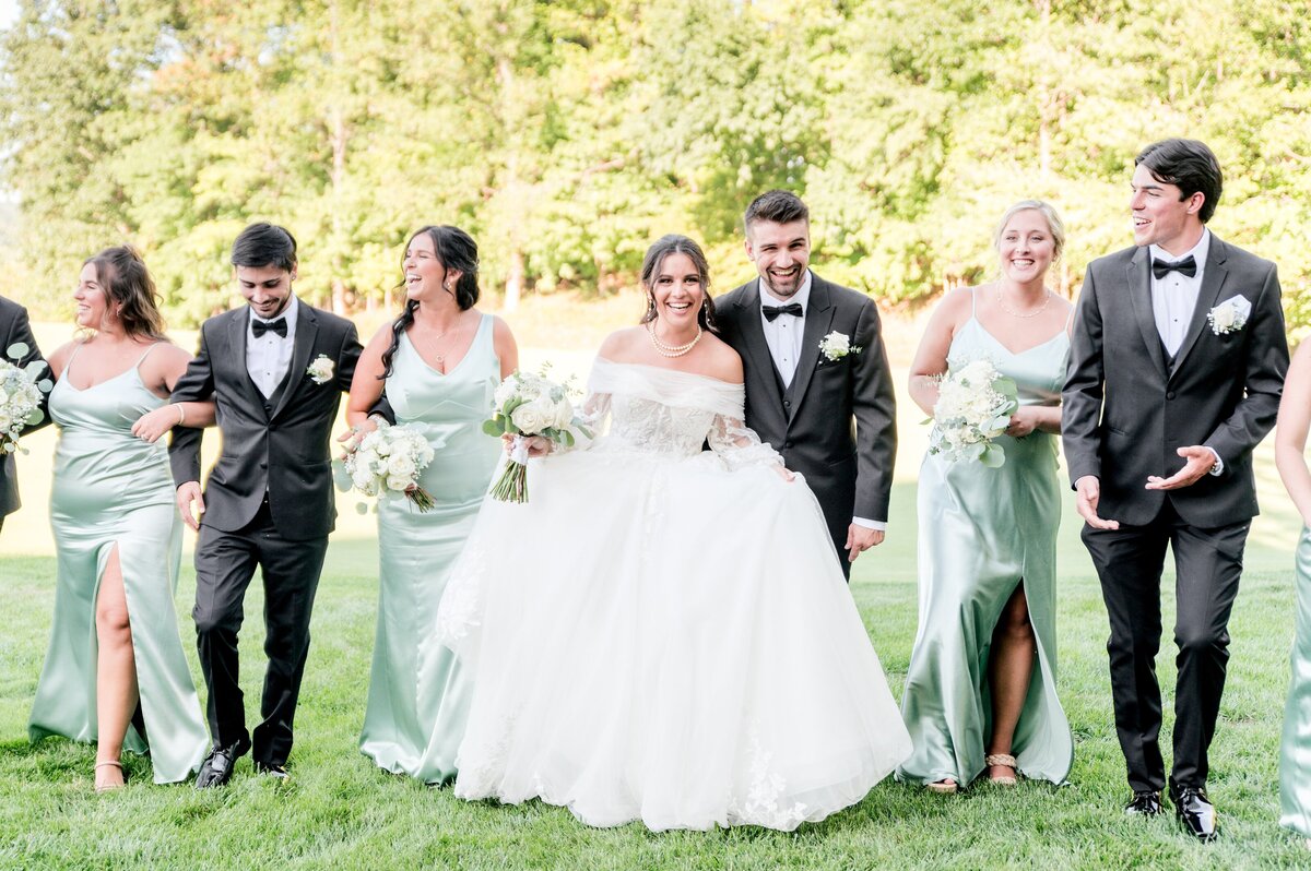 wedding party having fun on wedding