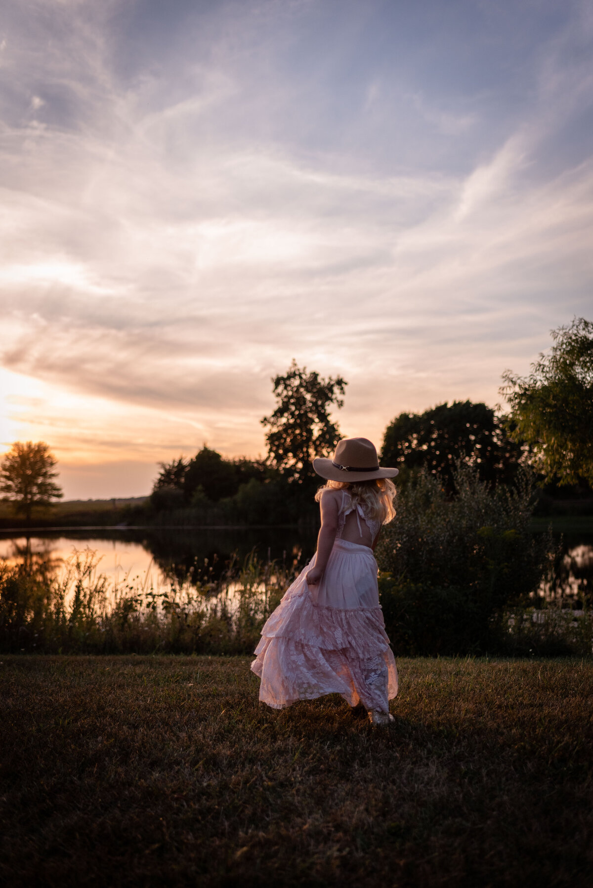 dancing at sunset little girl family photographer northeast indiana