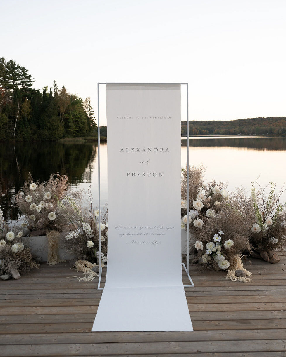 Custom Linen Wedding Welcome Sign, Modern Fabric Banner