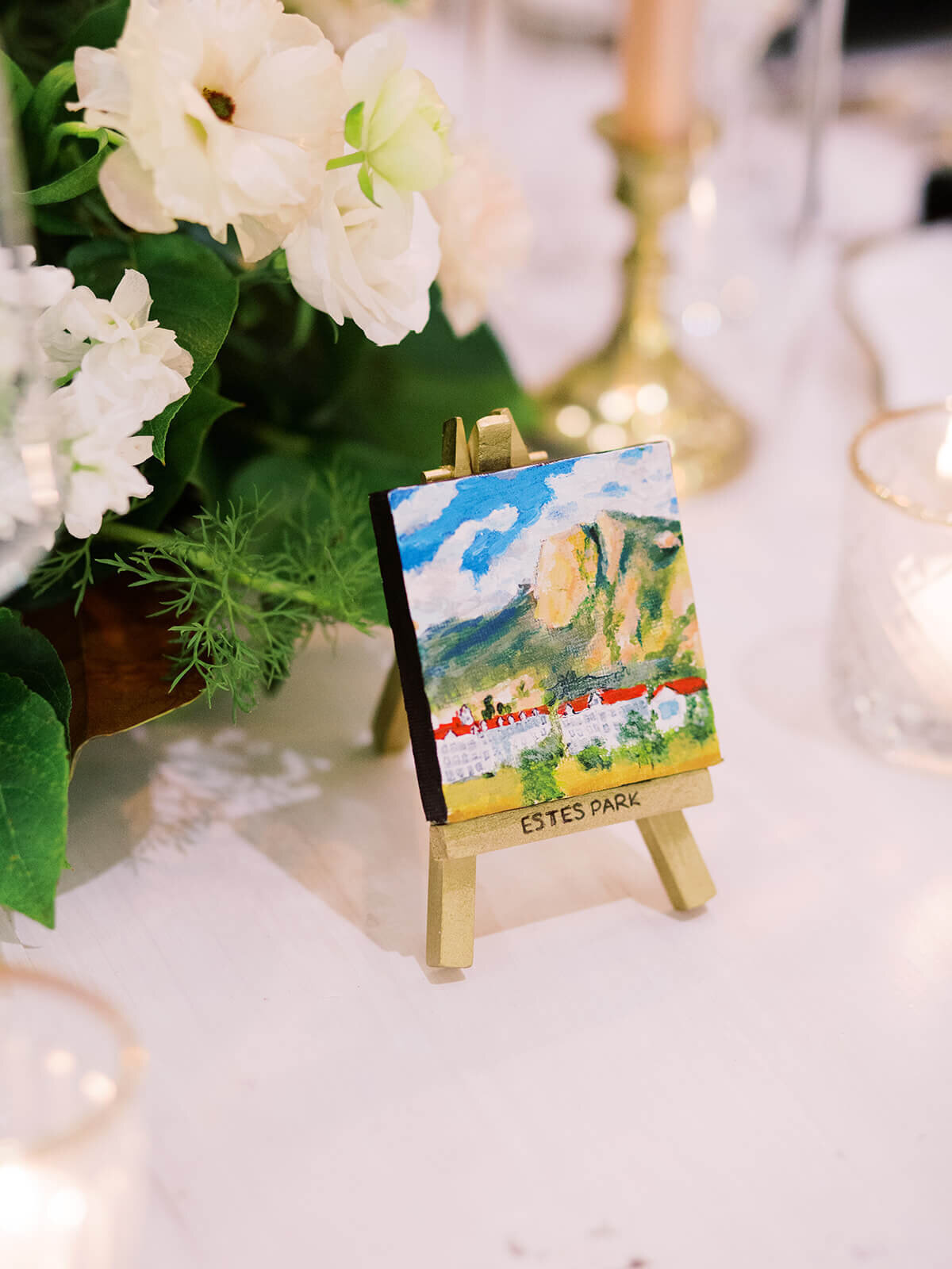 Mini Colorado paintings at a Highlands Ranch wedding