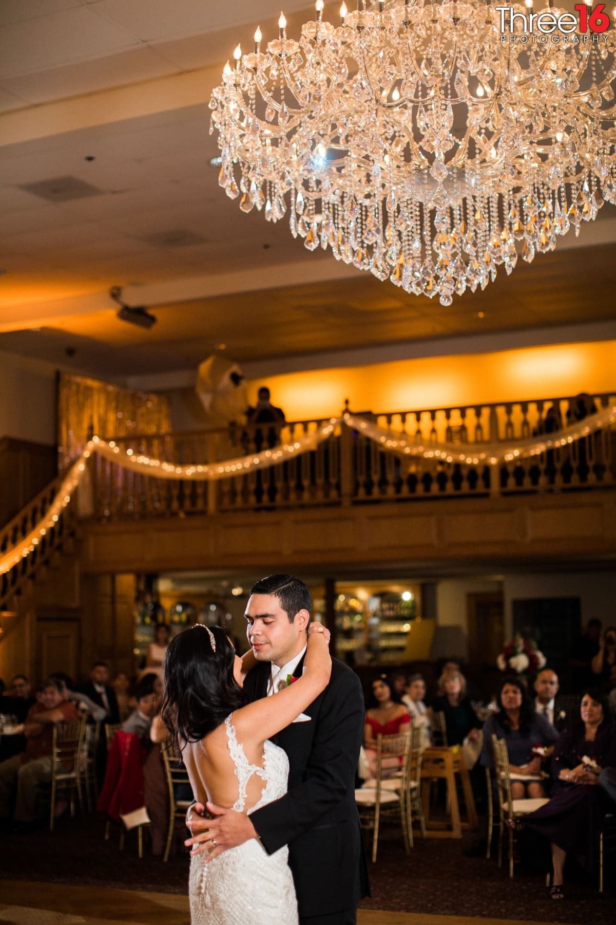 Bride and Groom share their first dance together during their wedding reception at the Swiss Park Banquet Center in Whittier, CA