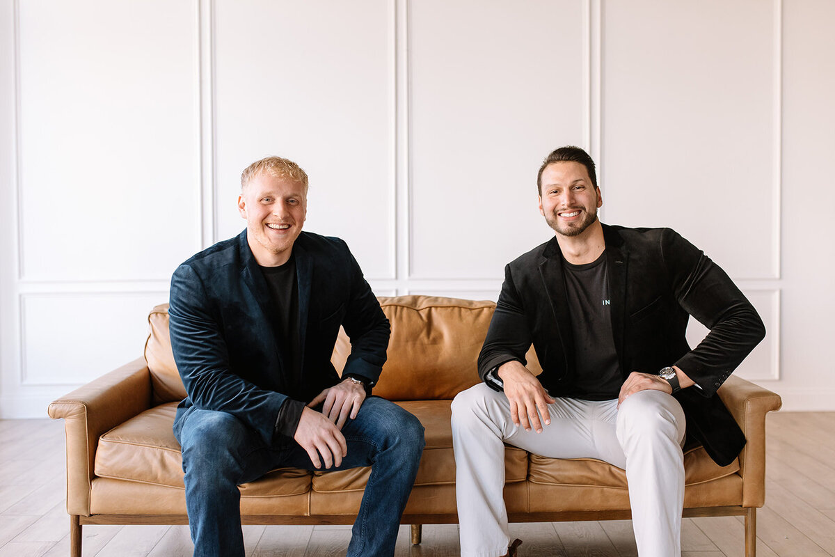 Dallas marketing team laughing during relaxed branding session.