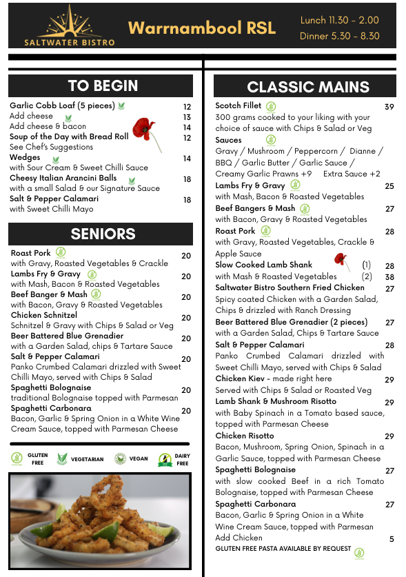 Saltwater Bistro Menu p1
