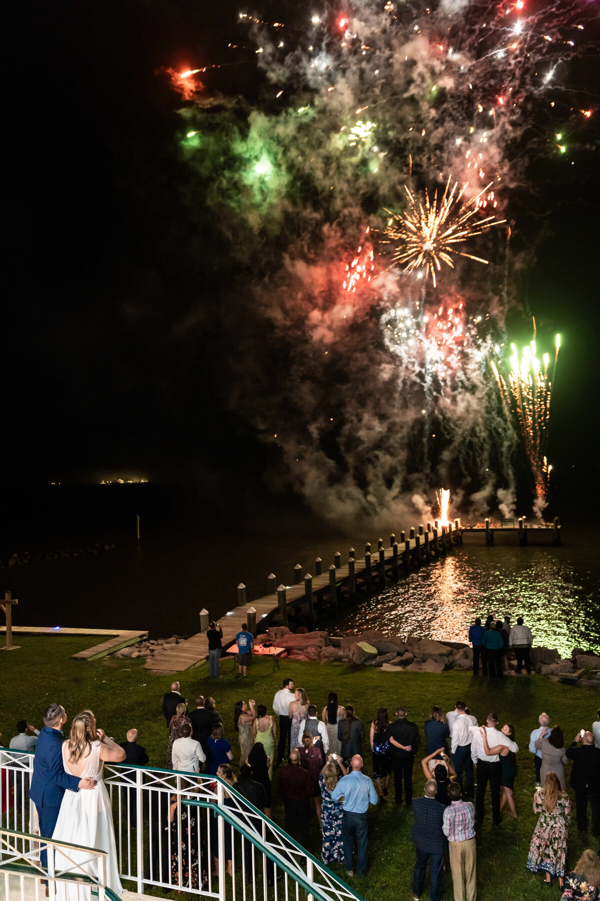 Fireworks show at Bay Waveland Yacht Club wedding