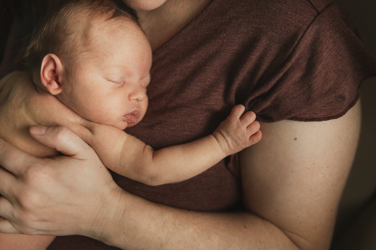 family of four at home during their portland newborn photography session