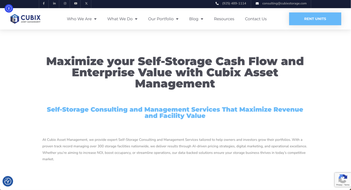 Cubix Asset Management Website Home Page