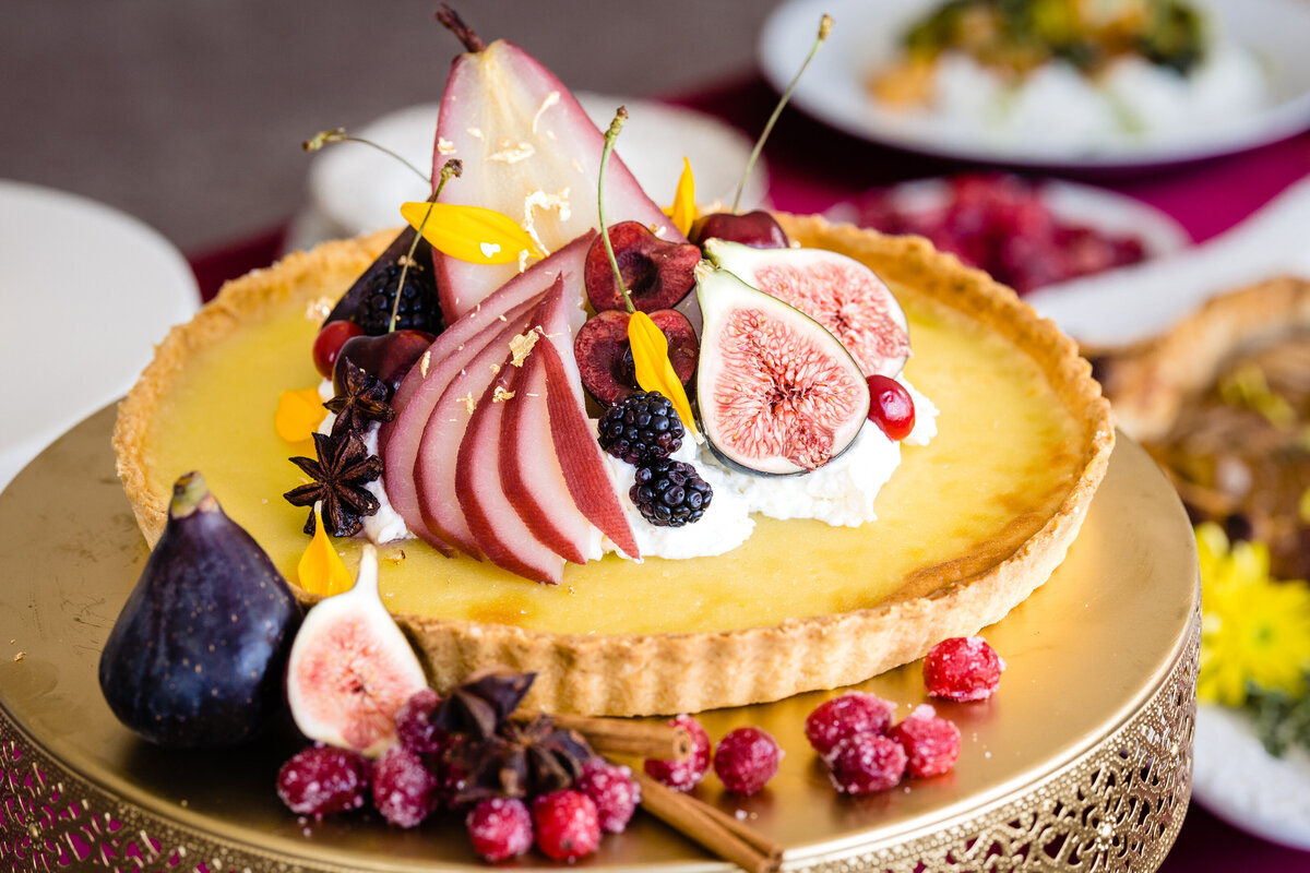 Wedding tart with fig  on top