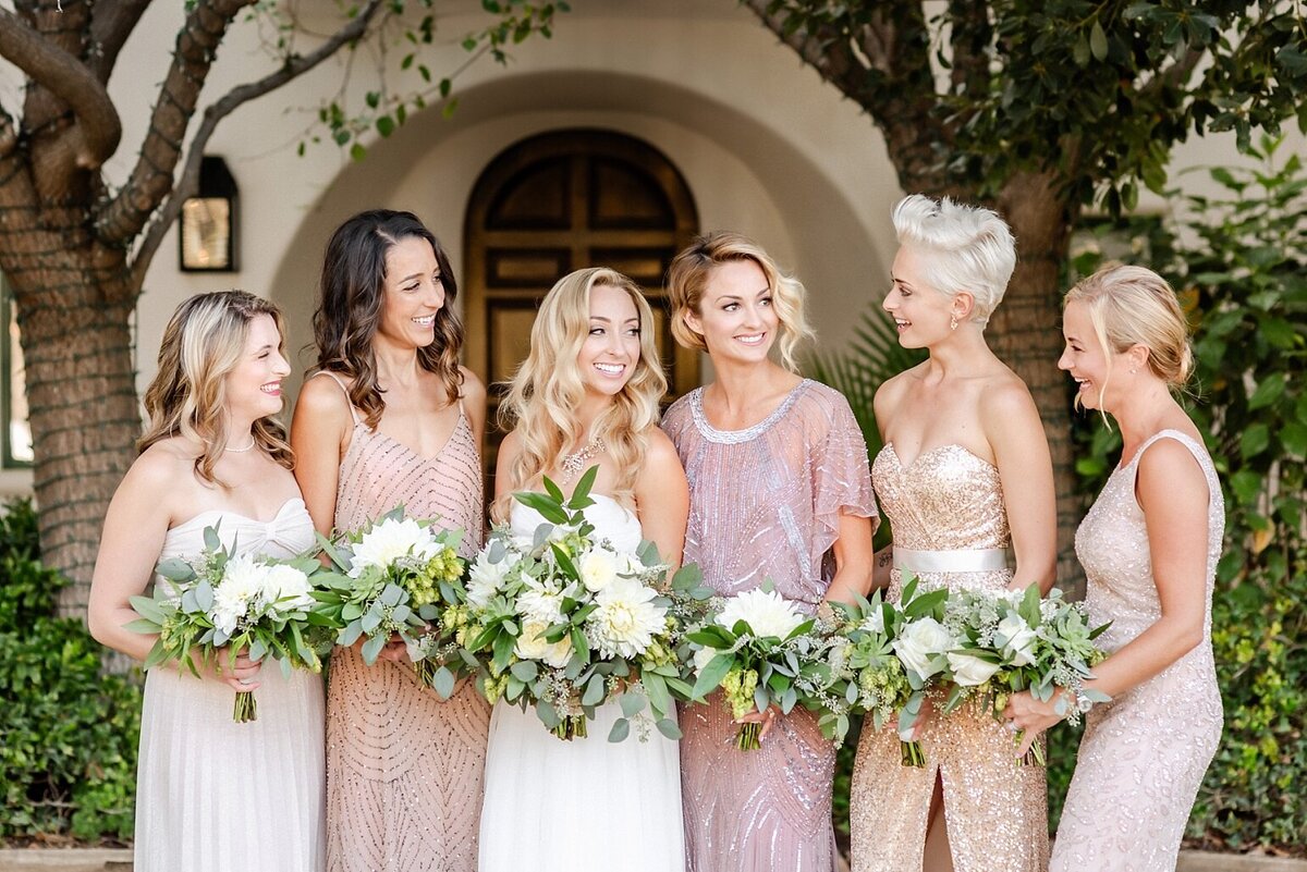 Bride and Bridesmaids pink and gold
