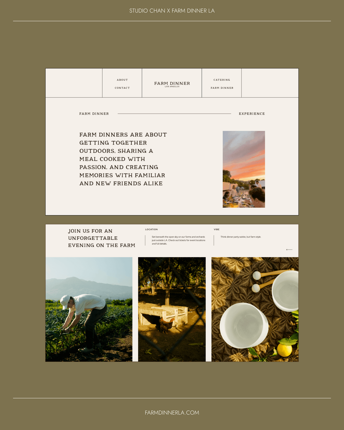 farm dinner la event page design