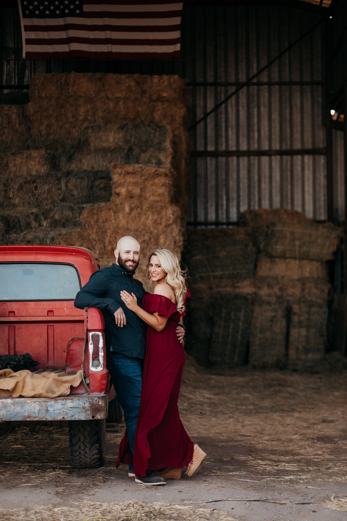 Brandon and Stephany were so easy to photograph. This is one of my very favorite engagement sessions of all time photographed out in Lodi California at West 12 Ranch. Stephanie is in a long burgundy gown with her hair down in light curls. Brandon matches her engagement dress so well wearing jeans and a dark grey colored long sleeve shirt. This session was photographed by Jolee Henley Photography out of Patterson California who specializes in engagement wedding and family photography. Jolee photographs all over California and the bay area.
