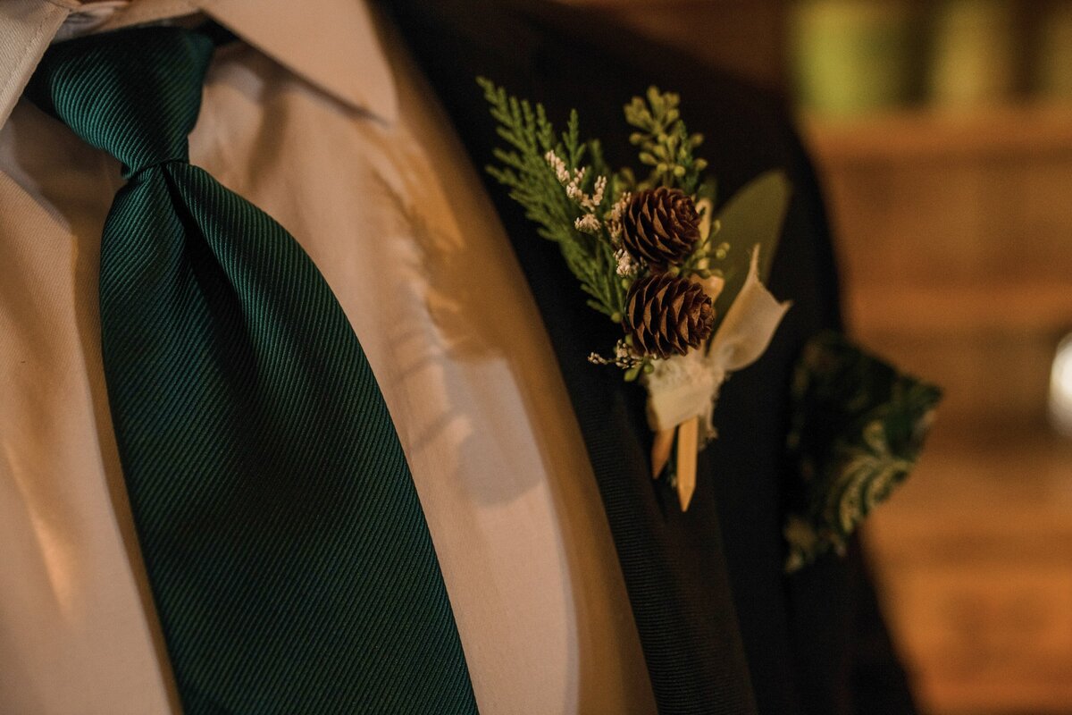 Green ties, black suits and wintry boutonniere