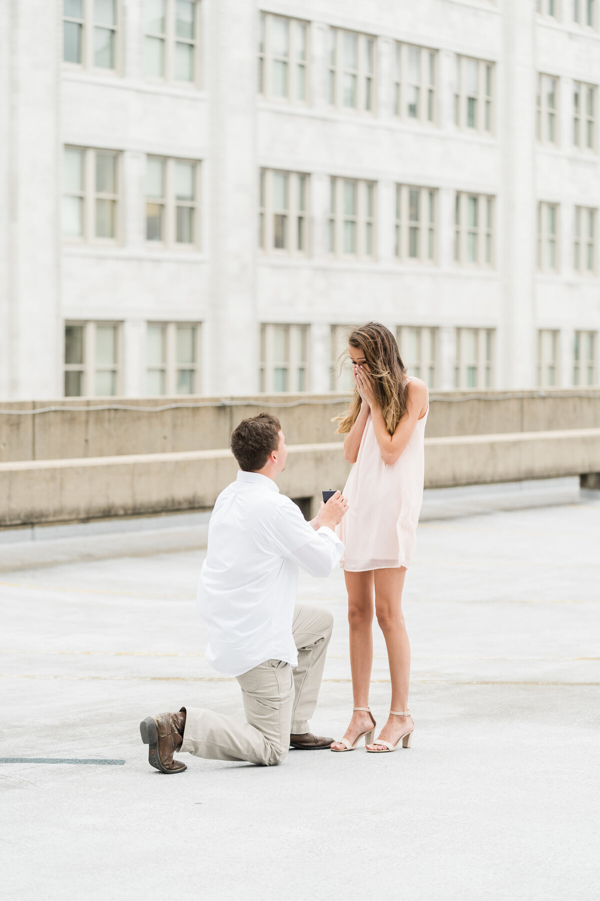Proposal photoshoot on a rooftop in Alabama