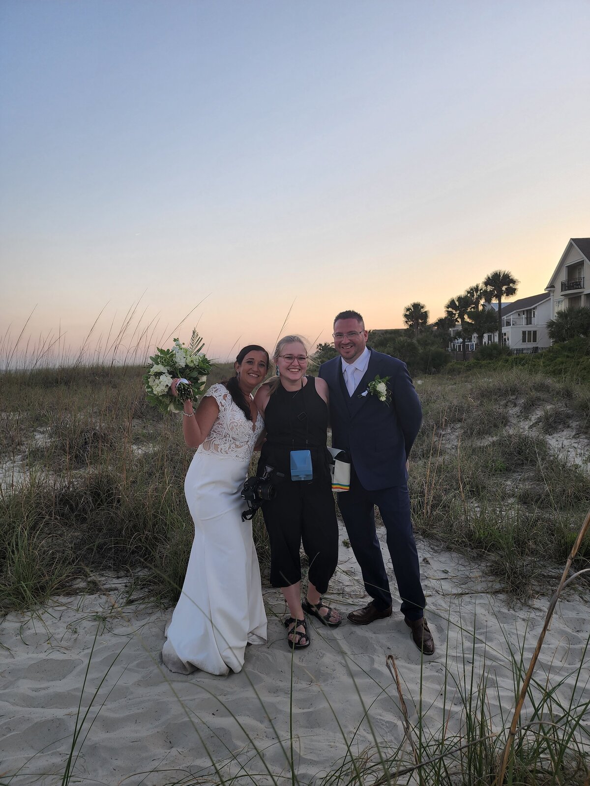 Bride and groom on the beach at Hilton Head Island with Wedding Photographer