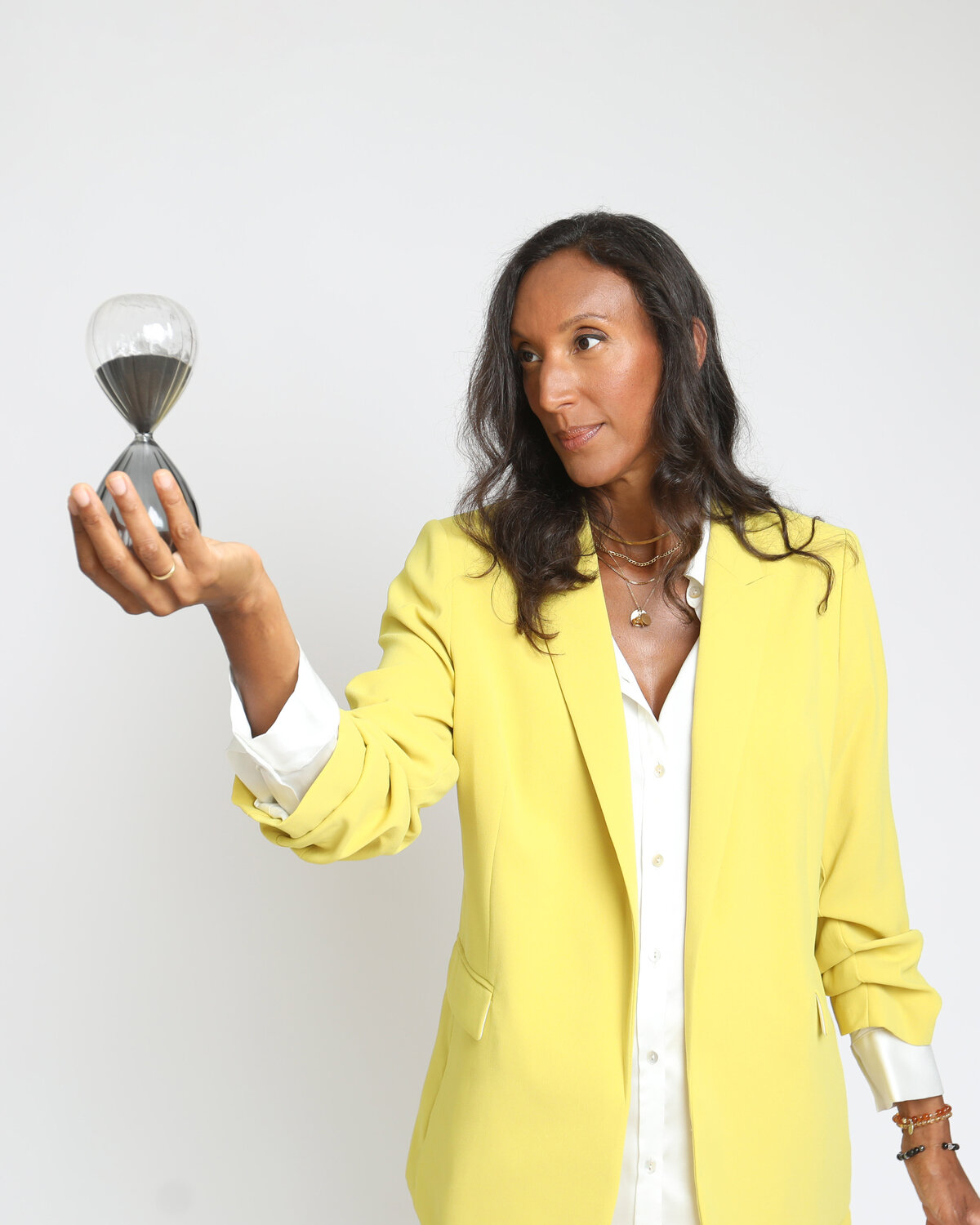 Alexandra holding hourglass timer