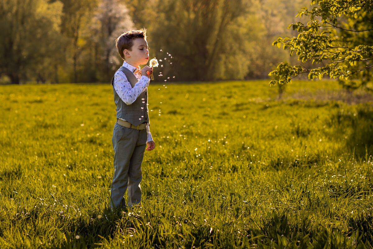 communie foto jongen paardenbloem
