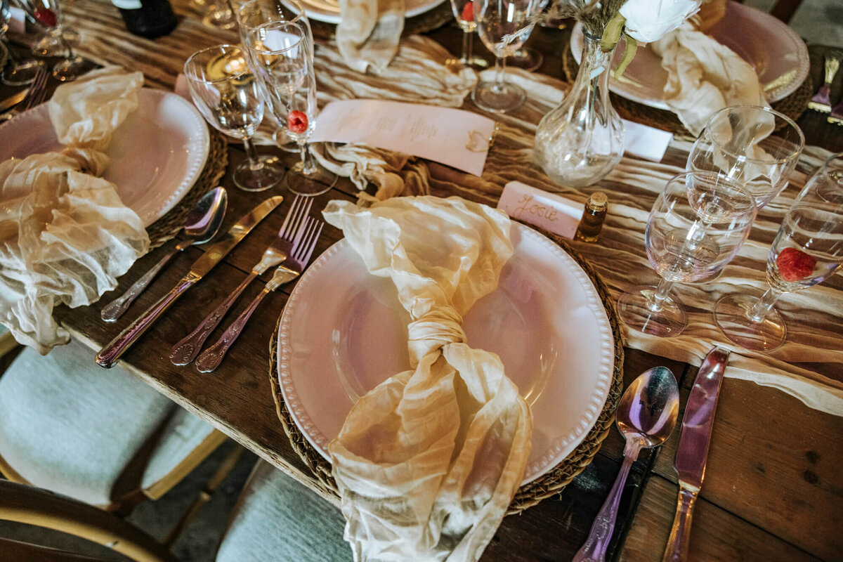 A table is set for a formal dinner