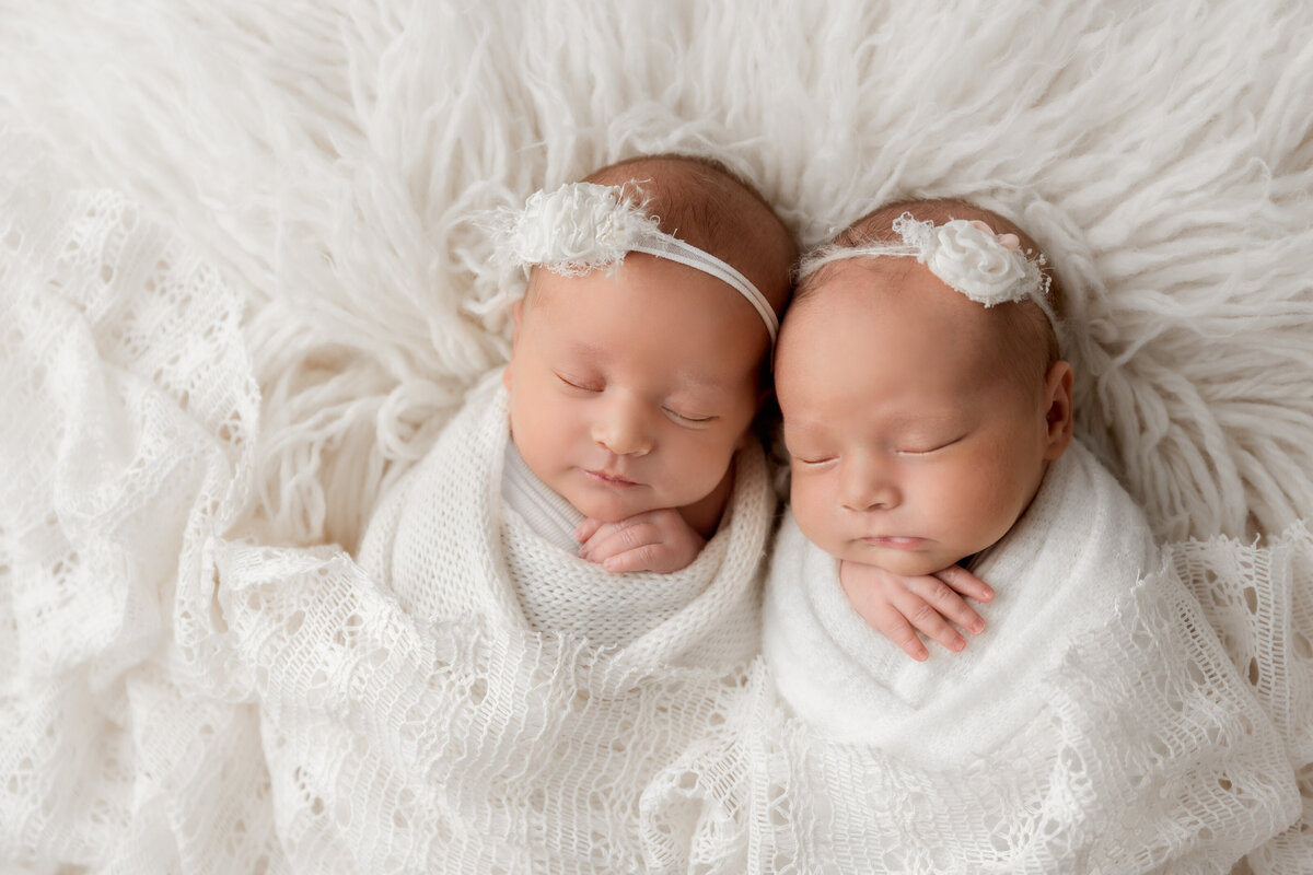 Edmonton Newborn Photography baby twins wrapped in white
