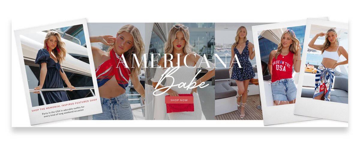 Website banner design for memorial day - Americana Babe