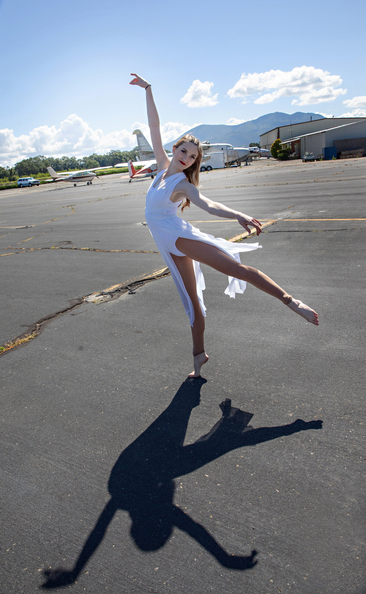 dancer senior portrait at airport