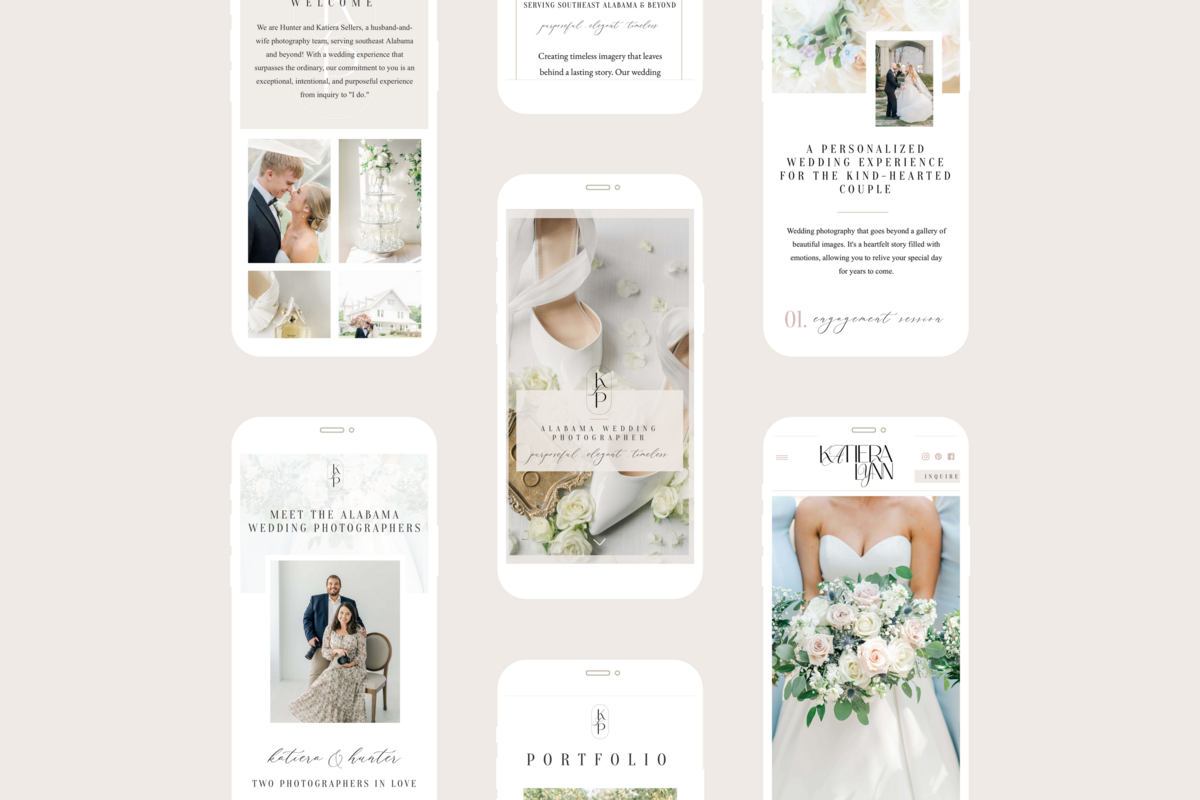 mobile phone mockup of photographer small business website