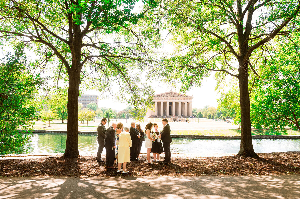 Intimate elopement ceremony at Parthenon in Nashville