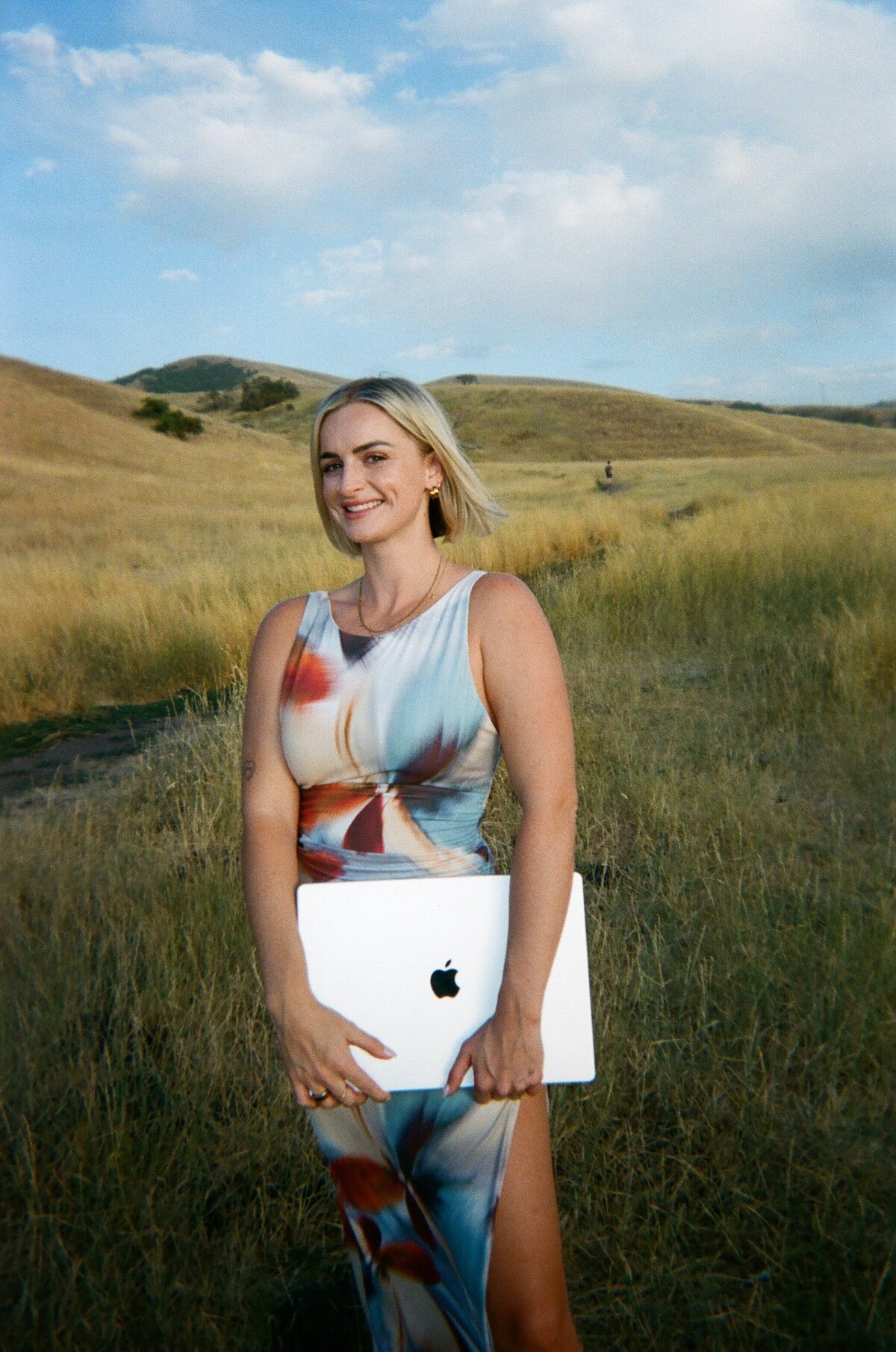 Jaiden holding an old telephone