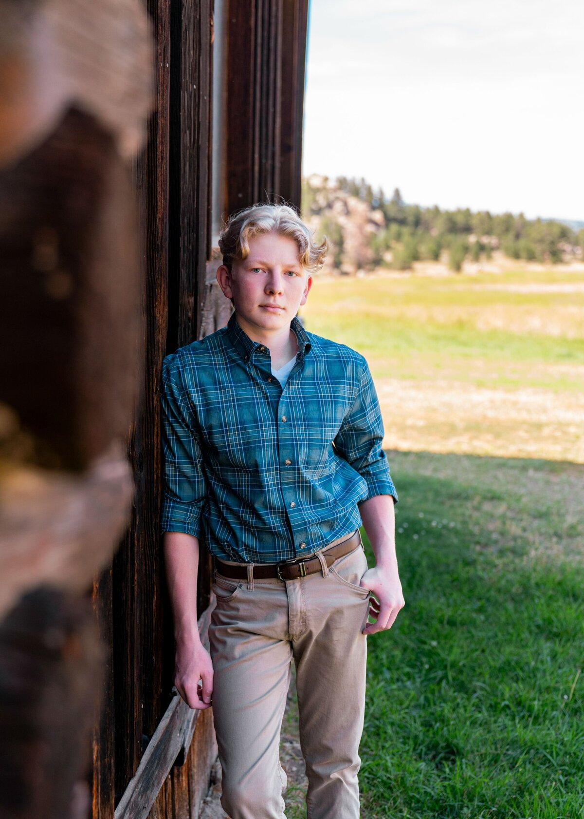 denver senior photography - boy in blue shirt