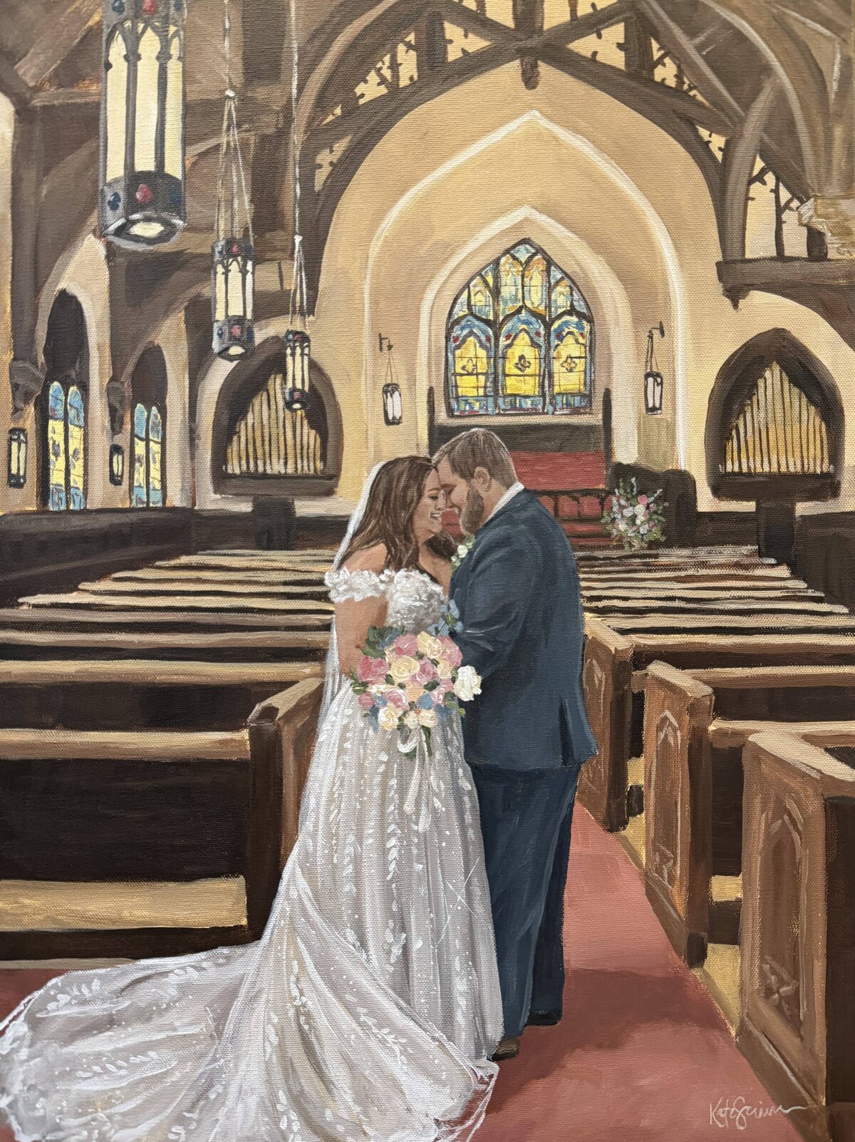 bride and groom in church