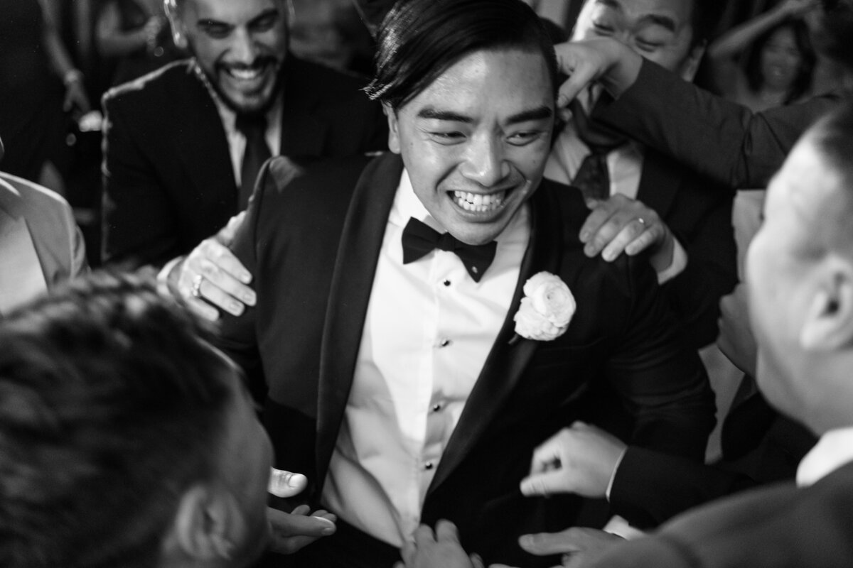 A photo of the couple during their wedding reception at the Hotel Zaza wedding in Houston.